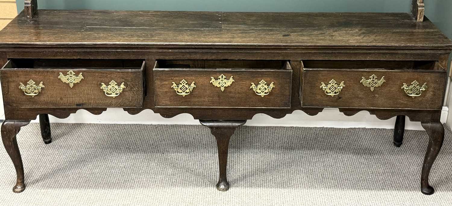 19th century welsh dresser open plate rack back with moulded cornice and scrolled frieze, two 19th century welsh dresser open plate rack back with moulded cornice and scrolled frieze, two