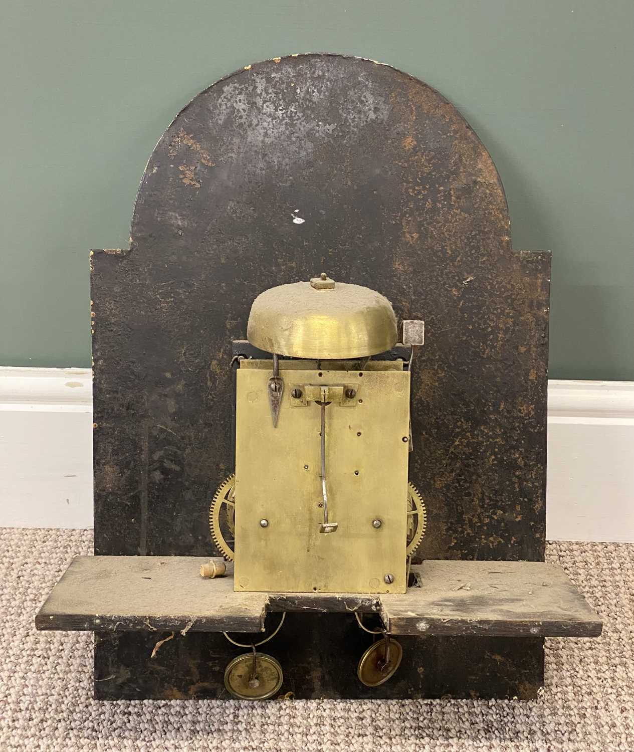 19th century oak & mahogany longcase clock, hood with broken swan neck pediment, painted enamel dial 19th century oak & mahogany longcase clock, hood with broken swan neck pediment, painted enamel dial