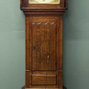 19th century oak longcase clock, square painted enamelled dial, signed e. griffiths, abergele,