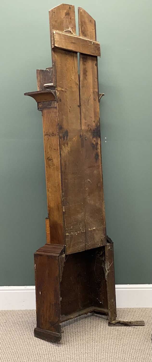 19th century oak & mahogany longcase clock, hood with broken swan neck pediment, painted enamel dial 19th century oak & mahogany longcase clock, hood with broken swan neck pediment, painted enamel dial